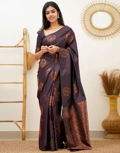 Attractive Wine Colour Soft Silk Saree