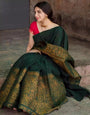 Green Color Soft Lichi Silk Zari Work Saree