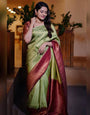 Latest Pista Colour Soft Silk Saree With Designer Blouse