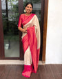 Latest Pink And White Colour Soft Silk Saree With Designer Blouse