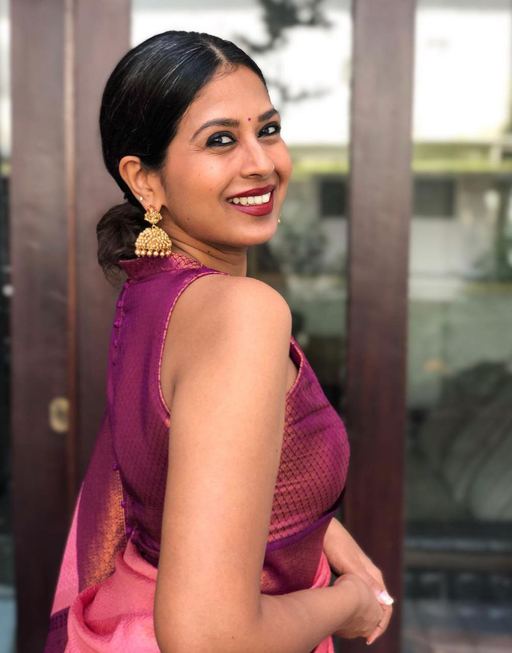 Pink And Violet Colour Soft Silk Saree With Designer Blouse