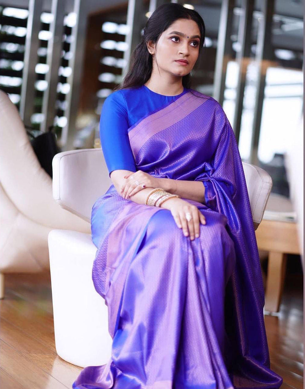 Latest Purple Colour Soft Silk Saree With Blouse