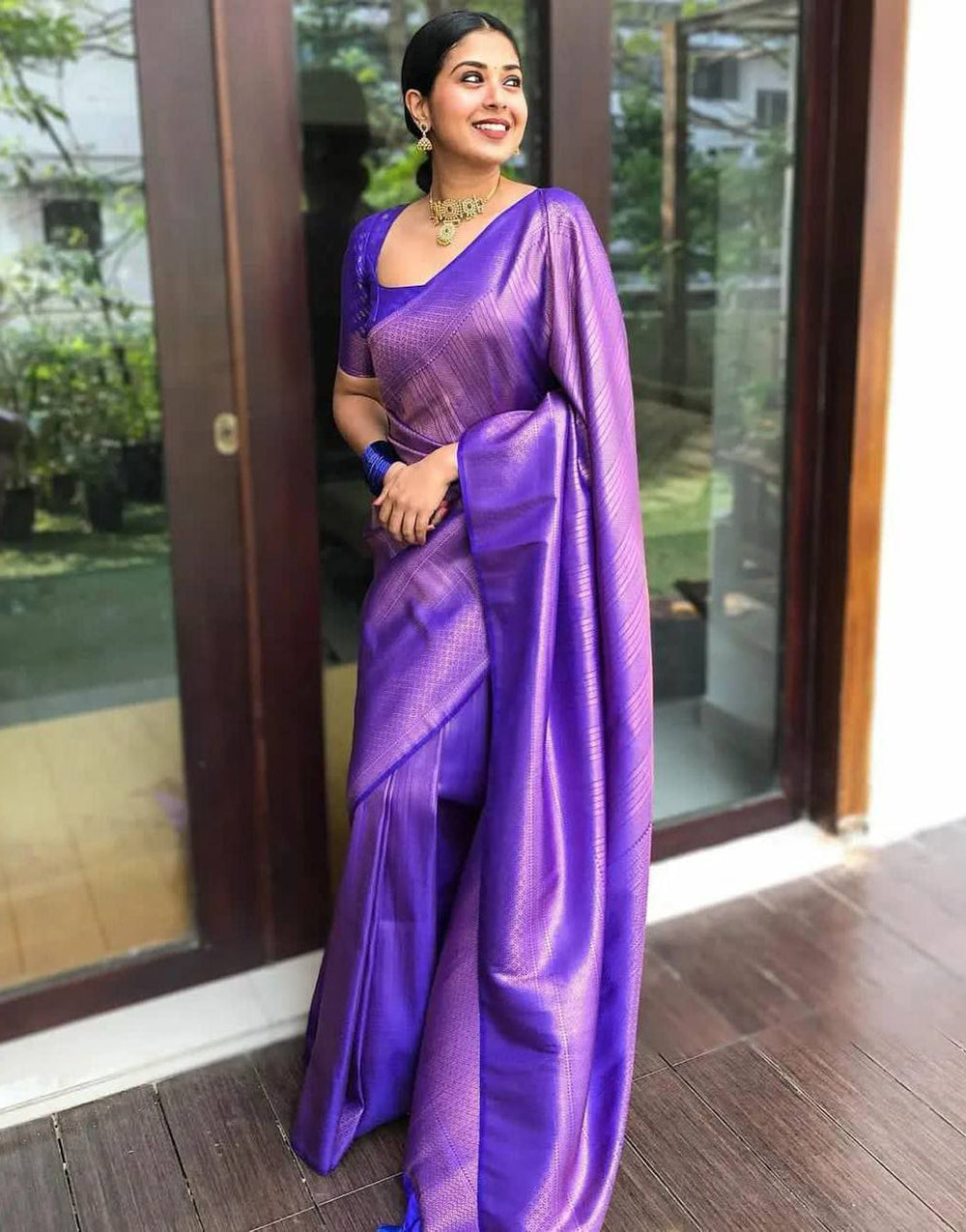 Royal Purple Colour Soft Silk Saree With Blouse