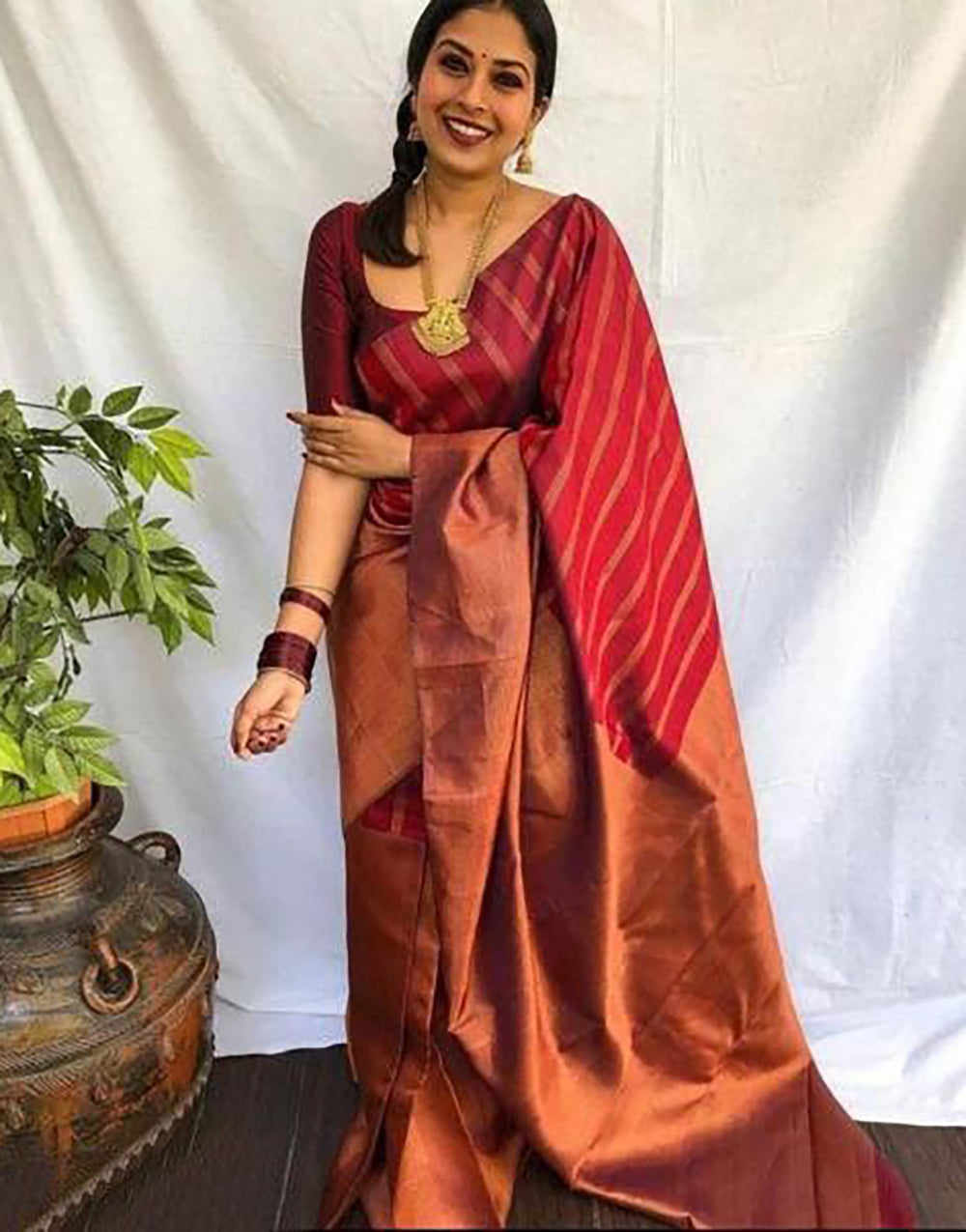 Fancy Maroon Colour Soft Silk Saree With Blouse – Sareewave