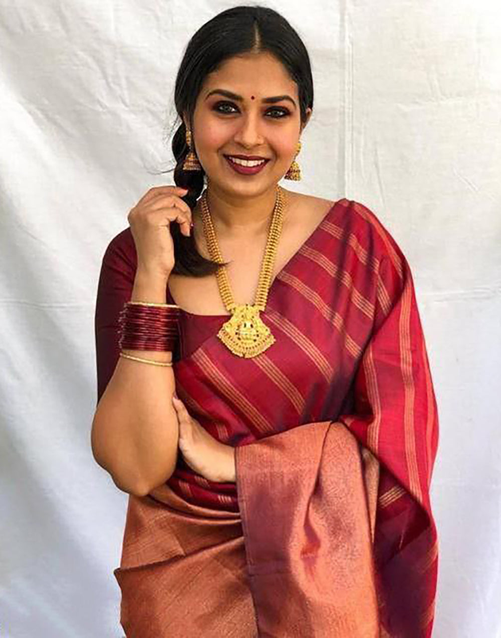 Fancy Maroon Colour Soft Silk Saree With Blouse