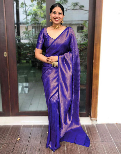 Purple Colour Soft Silk Saree With Designer Blouse