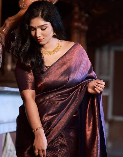 Latest Violet Colour Soft Silk Saree With Weaving Work