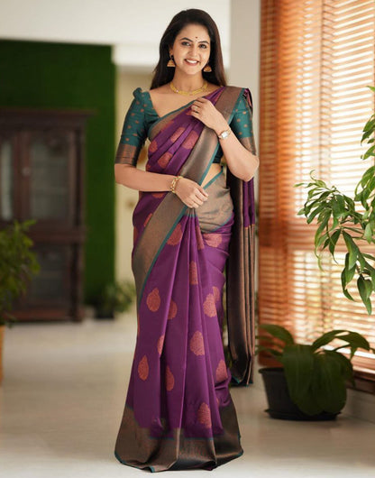 New Purple Colour Soft Silk Saree With Blouse