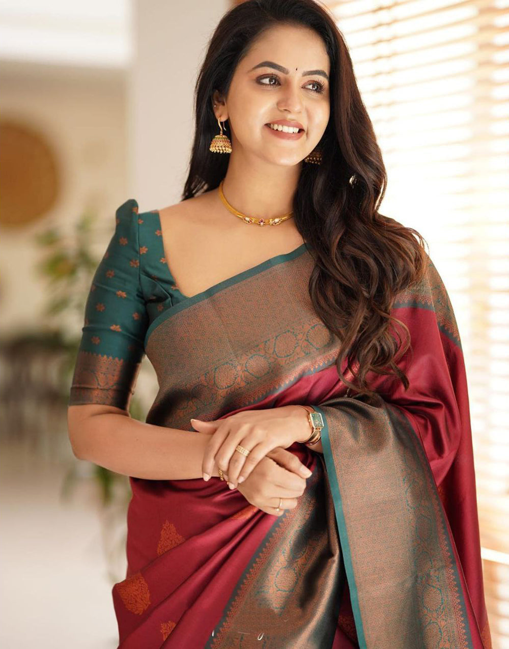 Hot Red Colour Soft Silk Saree With Blouse