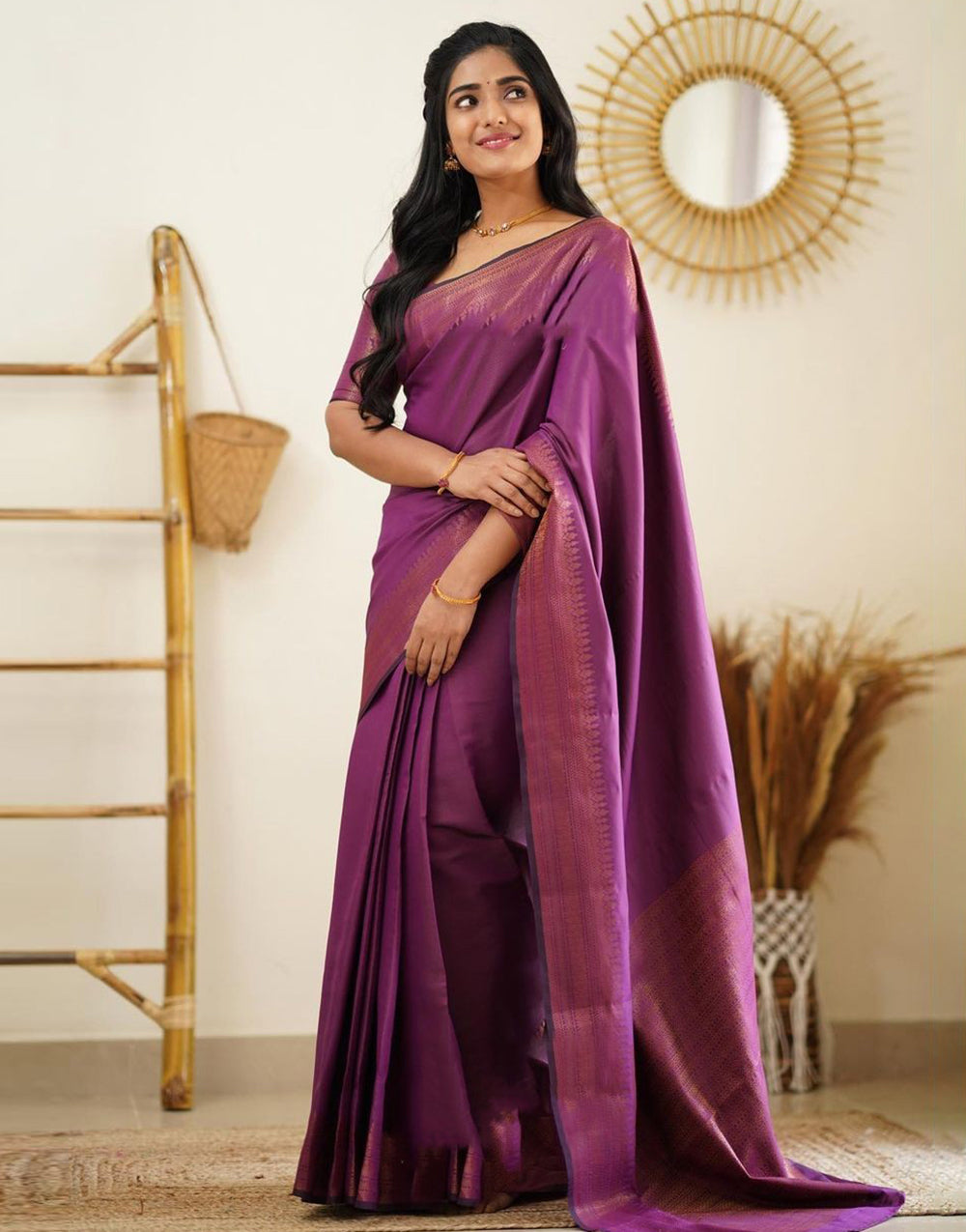 Violet Colour Soft Silk Saree With Blouse