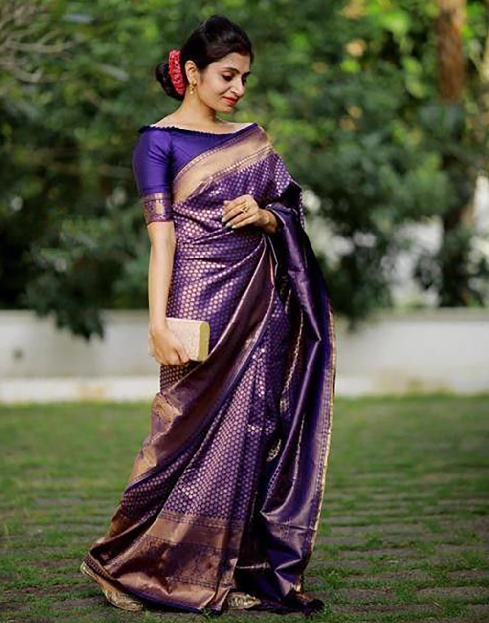 Hot Purple Soft Silk Saree With Blouse
