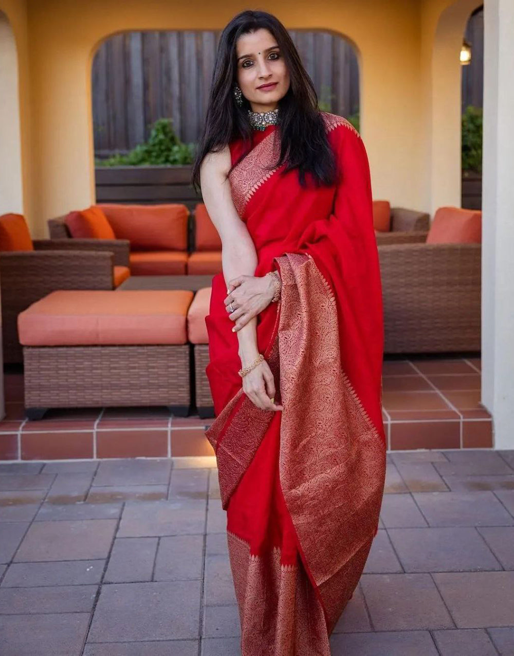 Hot Red Soft Silk Saree With Beautiful Pallu