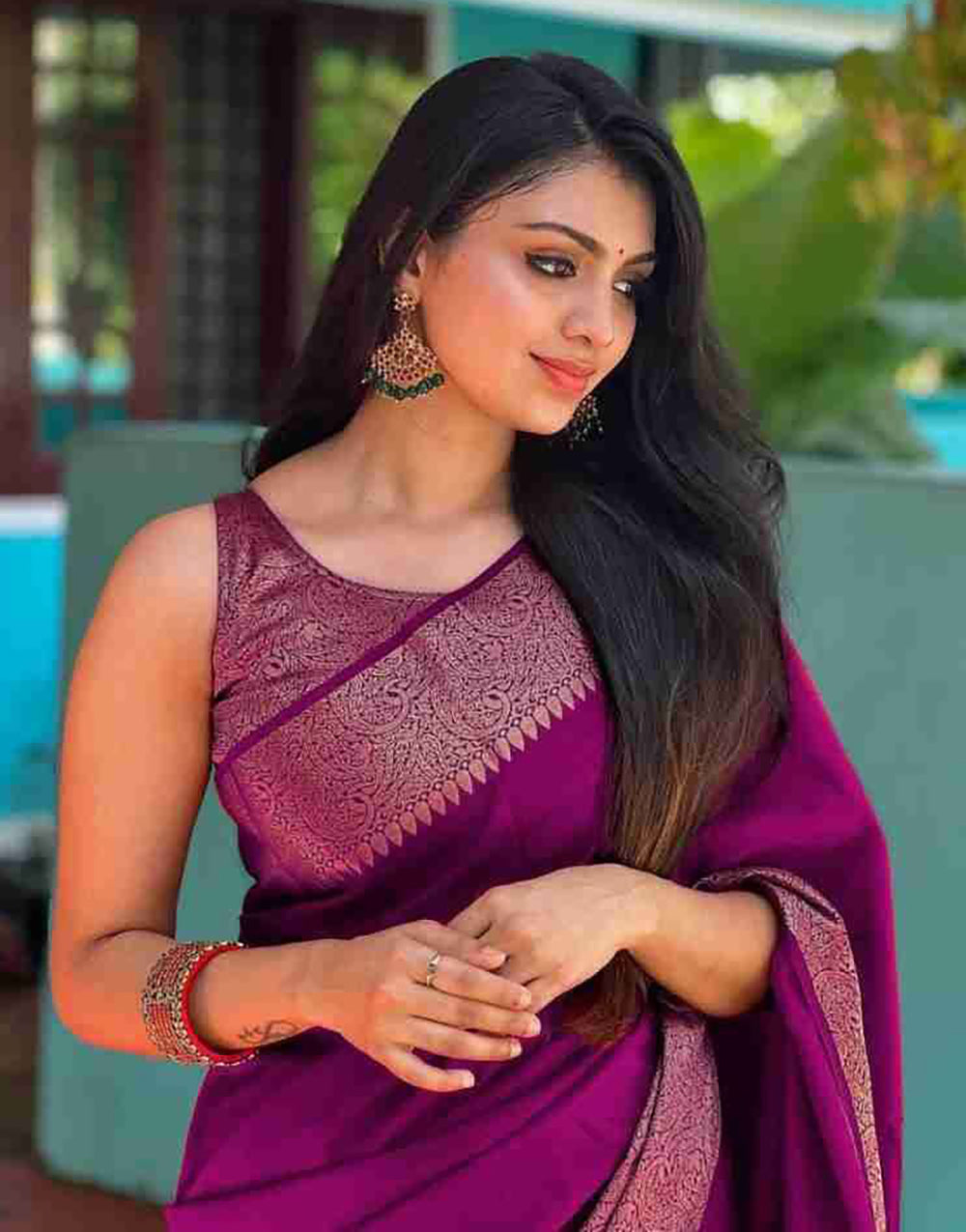 Violet Soft Silk Saree With Beautiful Pallu