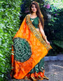 Multi Colour Soft Bandhani Saree With Hand Bandhej Print