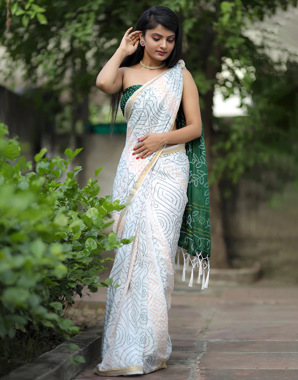 Colourful Bandhani Designer Wedding Wear Saree