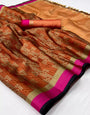 Brown Kora Muslin Silk With Zari Weaving
