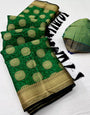 Green Kora Muslin Silk With Zari Weaving