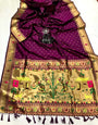 Stylish Purple Colour Paithani Silk Saree With Zari Weaving Work