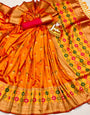 Latest Orange Colour Banarasi Lichi Silk Saree With Blouse
