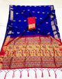 Beautiful Blue Colour Soft Silk Saree With Pink Blouse