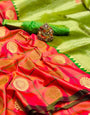 Light Red Soft Silk Saree With Gold Zari Weaving Work