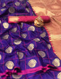 Purple Color Soft Silk  With Gold Zari Weaving Work  With  Rich