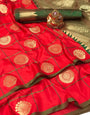 Red Color Soft Silk Saree With Gold Zari Weaving Work