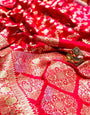 Rose Red Color  Pure Silk with Gold Jari jal And Border With Reach Pallu