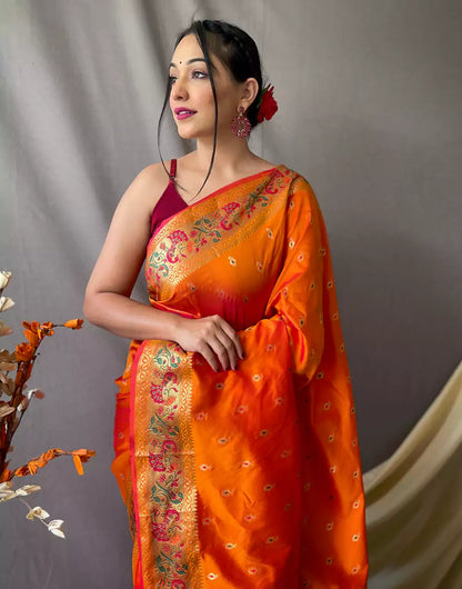 Orange Pathani Soft Silk Saree With Pathani Rich Pallu