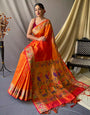 Orange Colour  Pathani Soft Silk Saree with Pathani rich Pallu