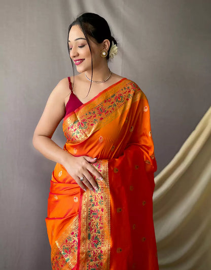 Orange Colour Pathani Soft Silk Saree with Pathani rich Pallu