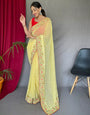 Yellow Georgette Saree With Sequence Work
