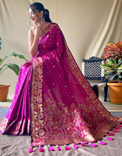 Pink soft Silk Saree With Zari Weaving