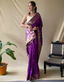 Purple Soft Silk Saree With Zari Weaving