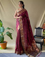 Maroon Soft Silk Saree With Zari Weaving