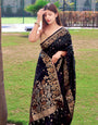 Black Soft Silk Saree With Zari Weaving