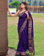 Dark Purple Soft Silk Saree With Zari Weaving Work