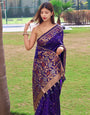 Dark Purple Soft Silk Saree With Zari Weaving