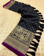 Black Soft Silk Saree With Zari Weaving