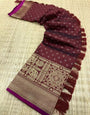 Maroon soft Silk Saree With Zari Weaving