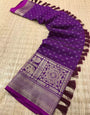 Purple Soft Silk Saree With Zari Weaving