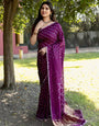 Purple Bandhej Silk Saree With Zari Weaving