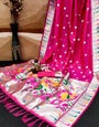 Pink Banarasi Silk Paithani Weaving Sarees